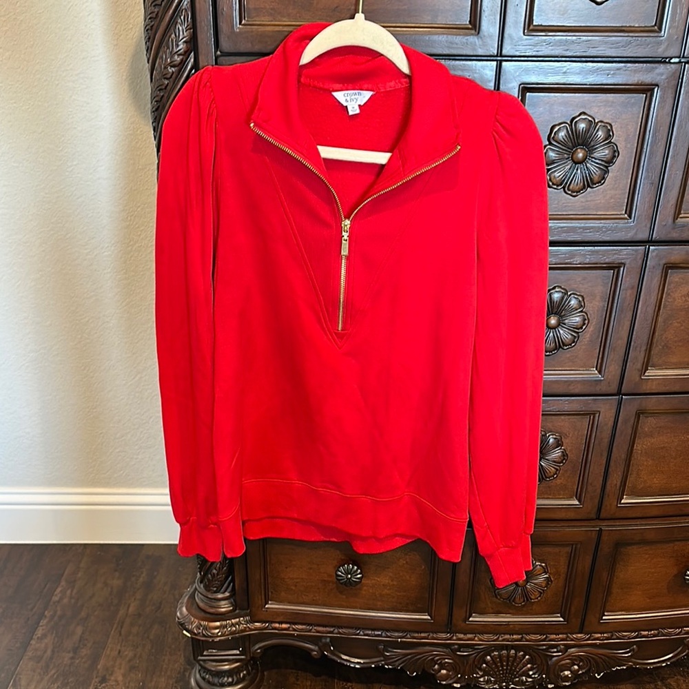 Crown & Ivy Red Turtleneck Sweater with Cowl Neck